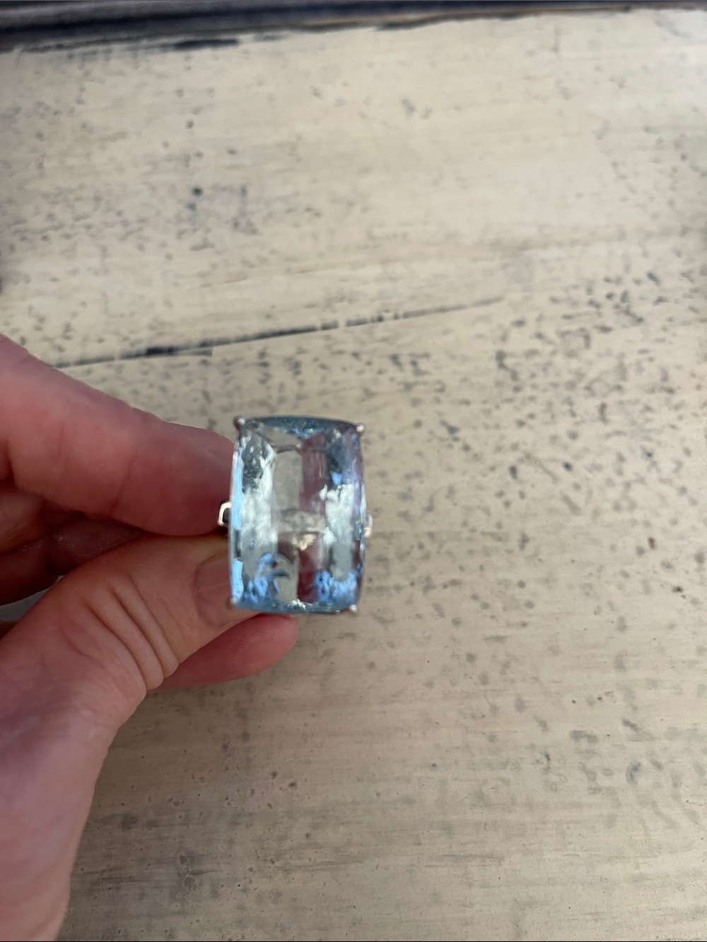 Large Aquamarine Statement Ring - Light Blue